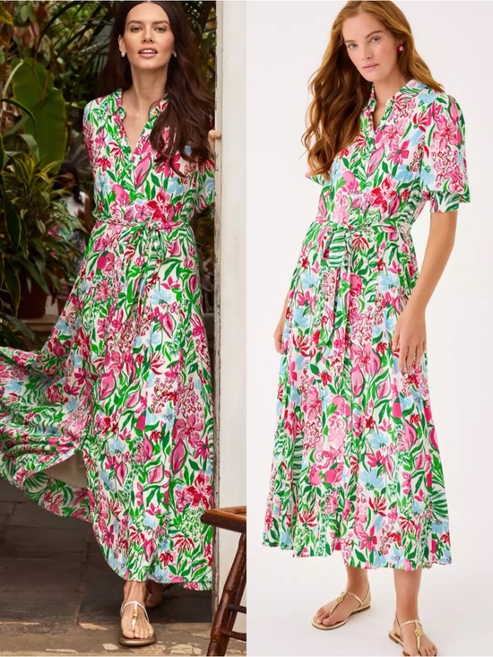 Lilly Pulitzer Dresses & Skirts - Size 10 NWT Lilly Pulitzer Larkyn Midi Shirtdress Dress in Multi Glowing Gardens